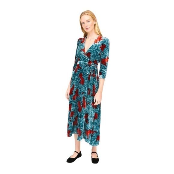 Rhode - NWT Lainey Velvet Shetland Pony Print Wrap Dress Sz XS - Picture 1 of 11